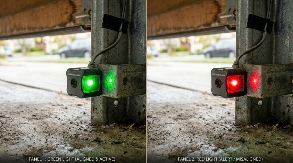One Garage Door Sensor Is Red And One Is Green